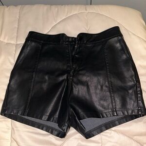 Windsor High Waist Black Faux Leather Shorts